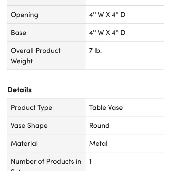 Anderson Metal Table Vase - 17" - Picture 4 of 4